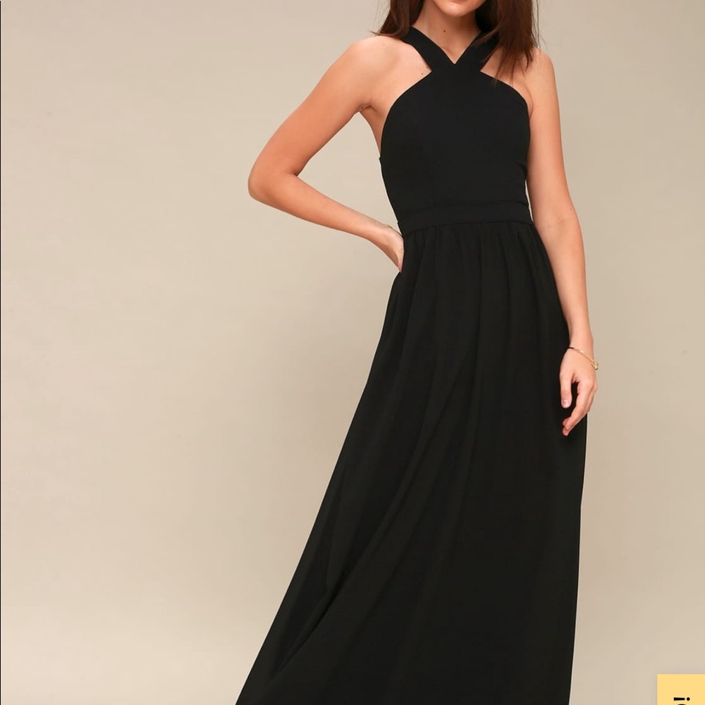 Lulus Air Of Romance Maxi Dress in Black